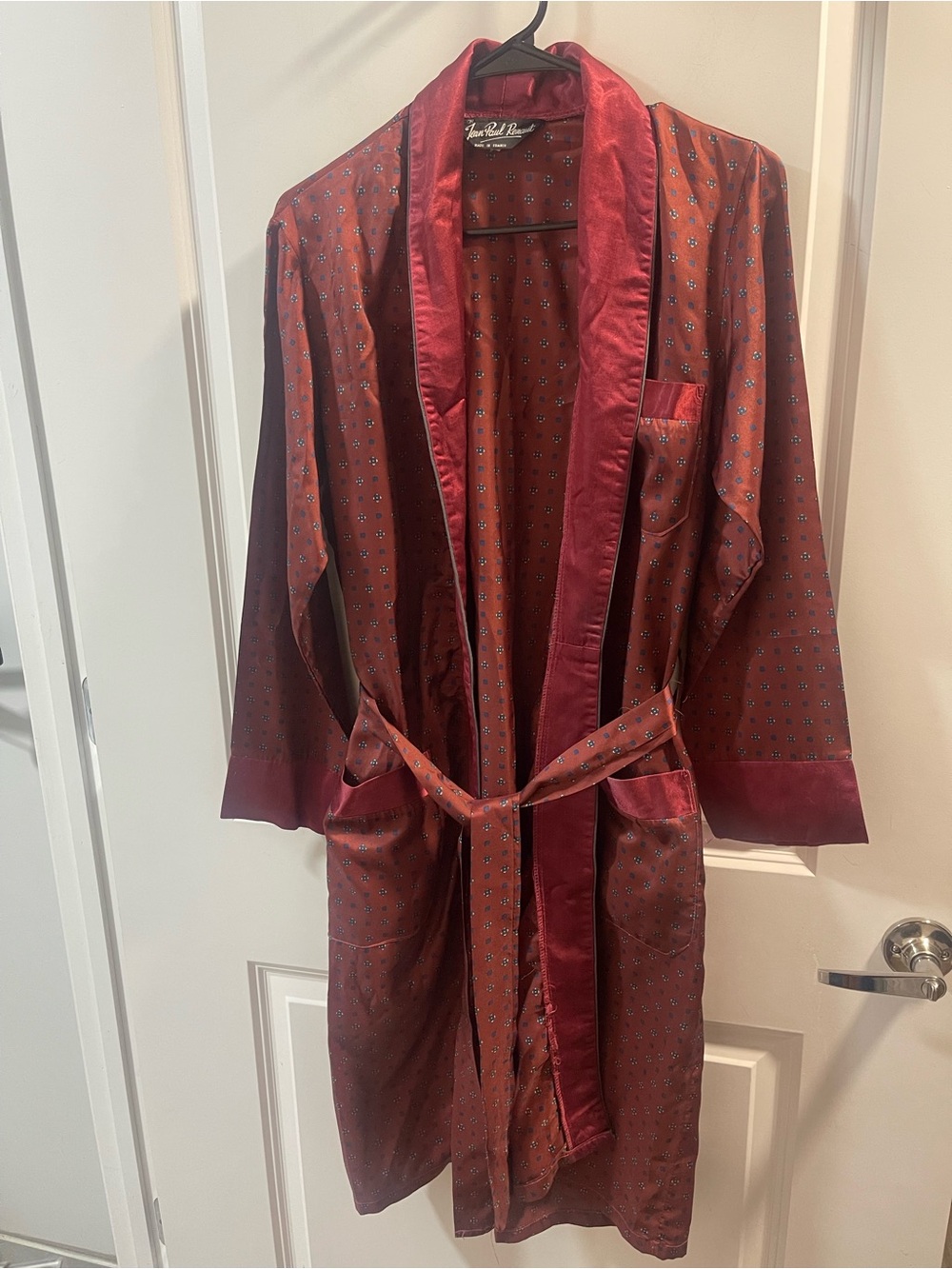 Jean Paul Renault Burgundy Patterned Lined Robe Flawed